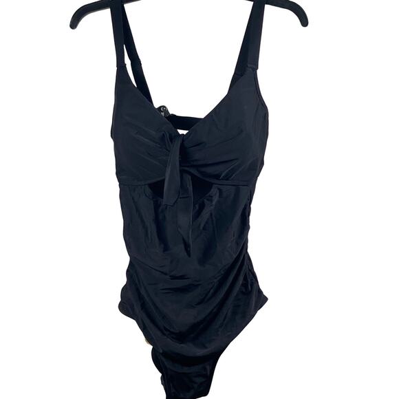 Aqua Eve Other - NWT Aqua Eve Womens Medium One Piece Swimsuit Black Cut Out Bow Adjustable Strap